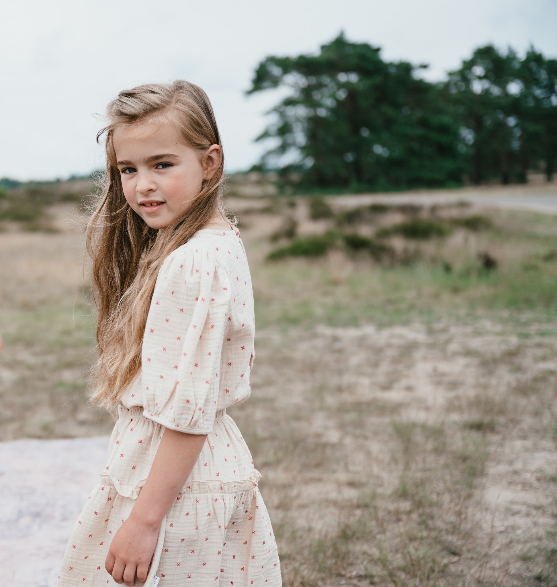 Puff Sleeve Blouse | Stars Red AOP