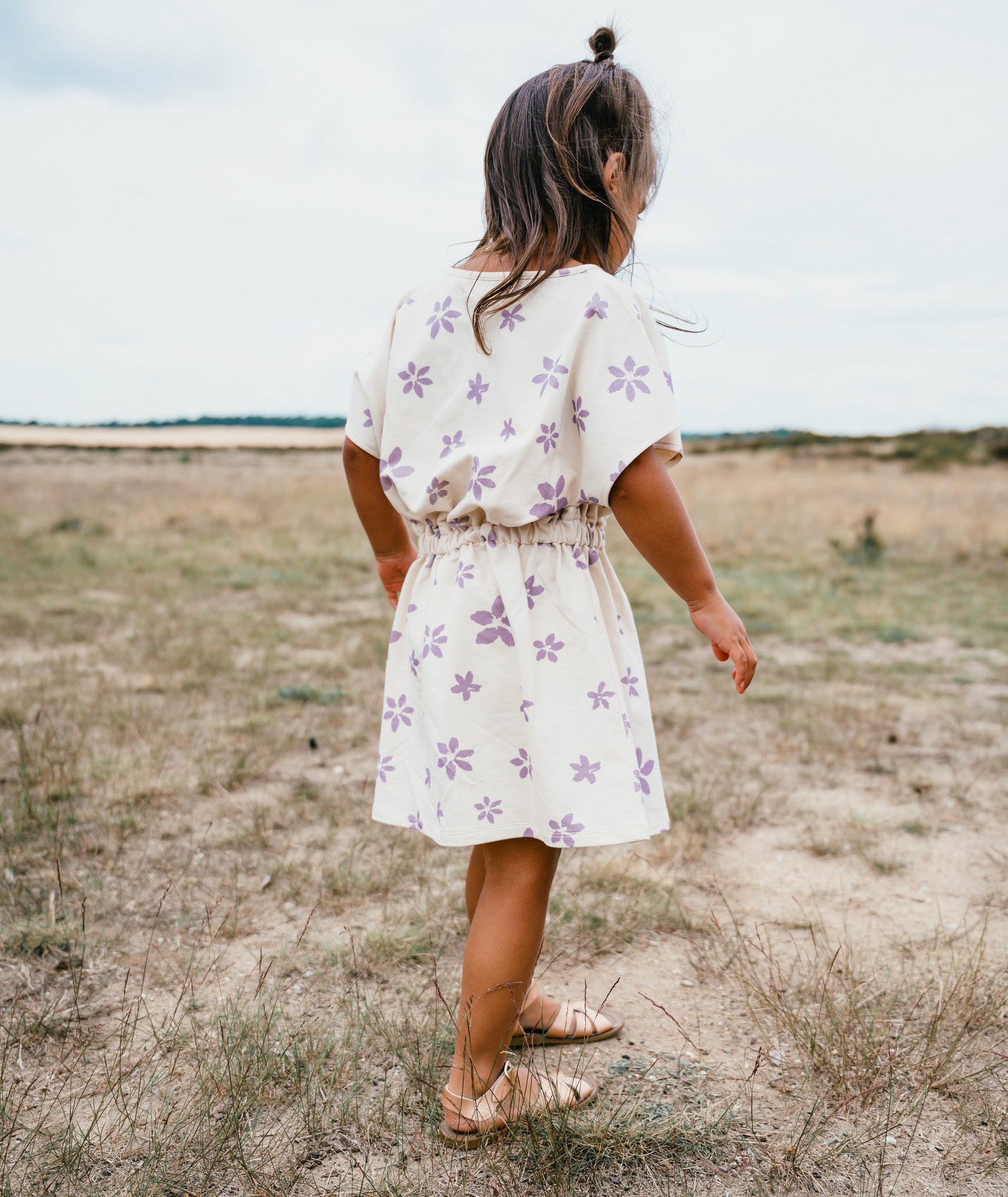 Kaftan-Kleid | Blumensterne Lila AOP