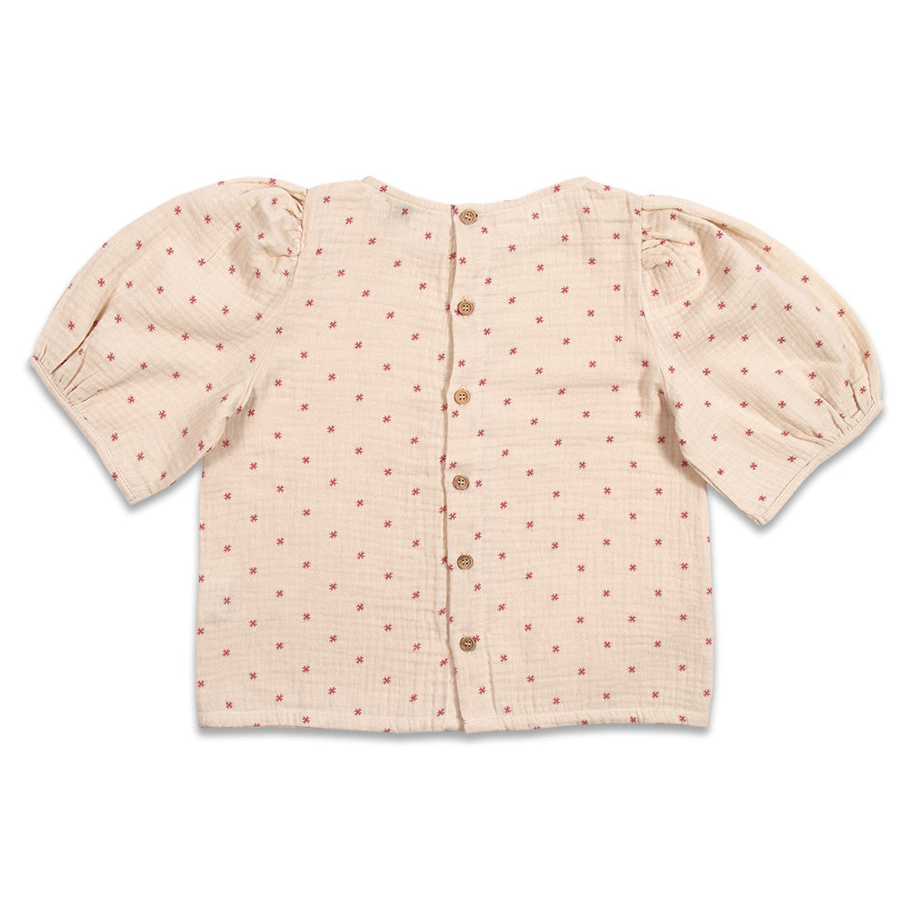 Puff Sleeve Blouse | Stars Red AOP