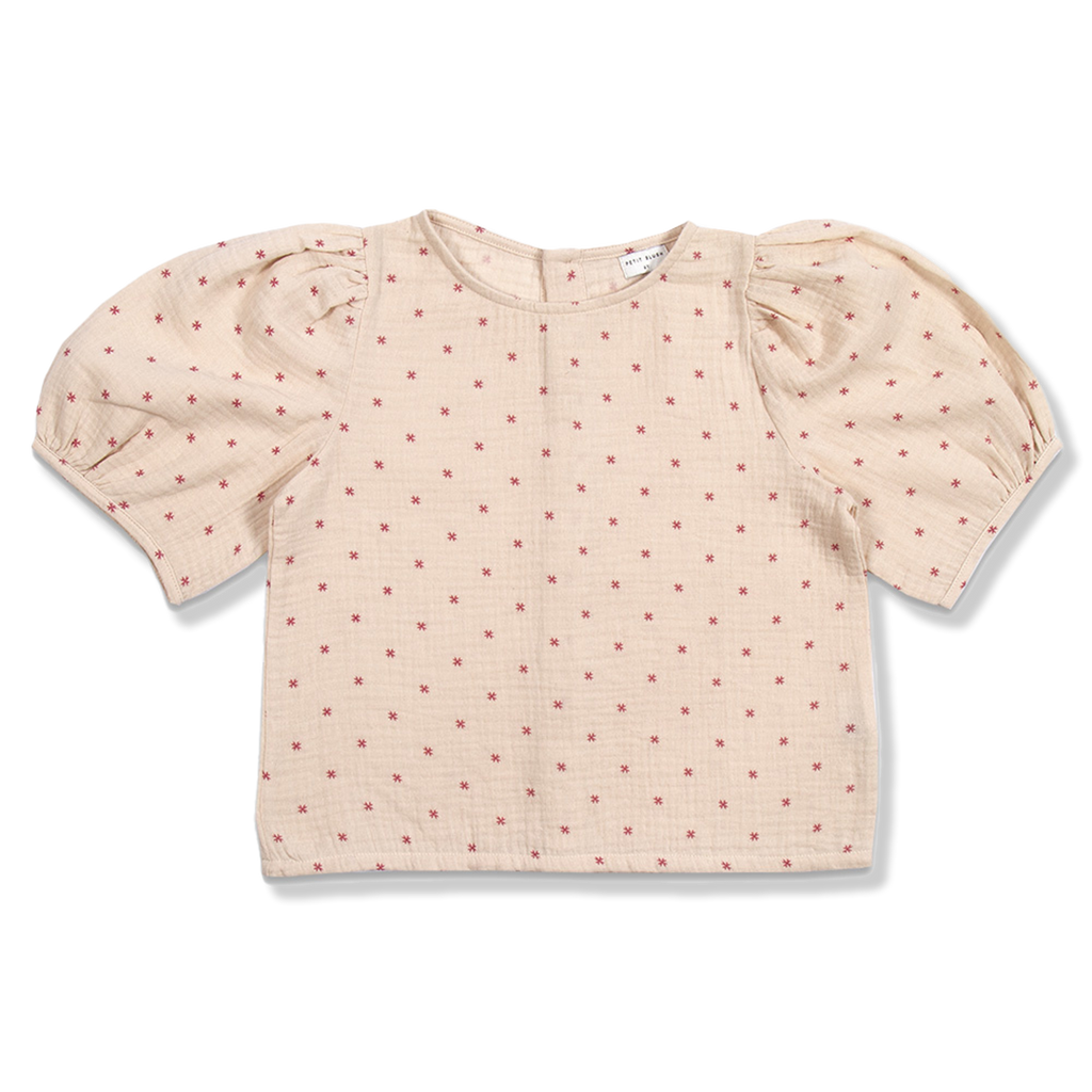 Puff Sleeve Blouse | Stars Red AOP