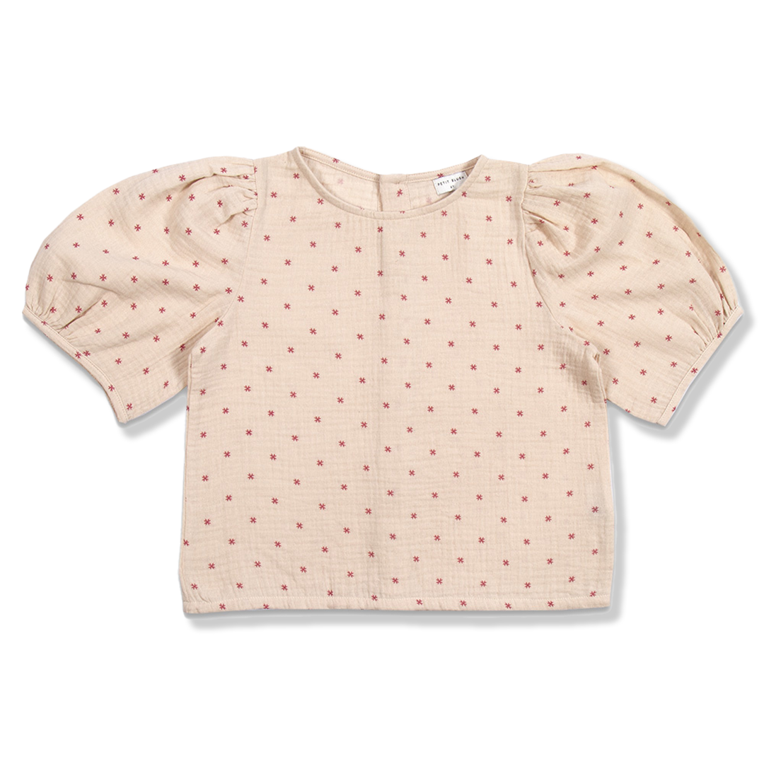 Puff Sleeve Blouse | Stars Red AOP